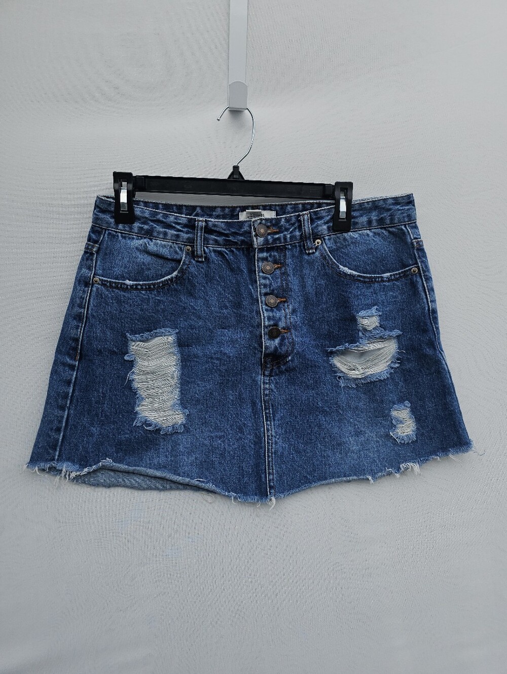 Forever 21 Distressed Denim Mini Skirt | Button Fly | 30